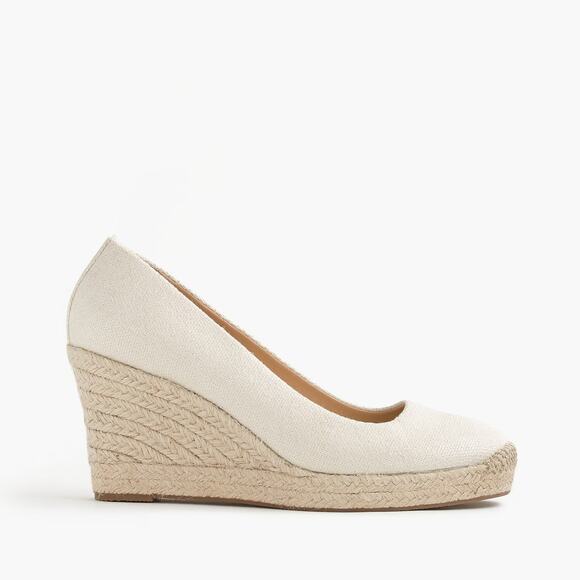J.Crew Seville Metallic Espadrille Wedges Ivory Silver - 6 Medium - Picture 2 of 2
